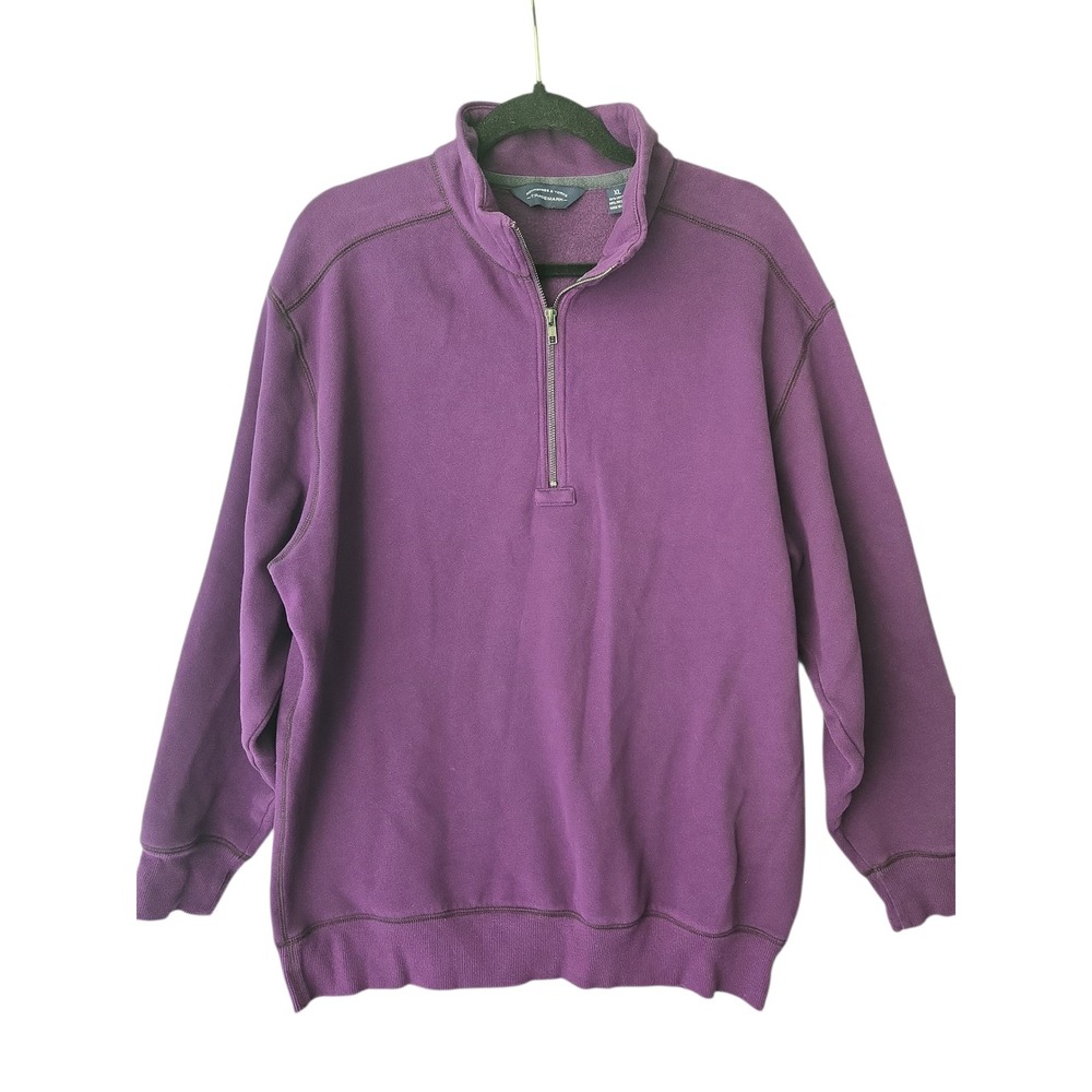 Roundtree & Yorke Trademark Purple‎ 1/4 Zip Fleece Pullover Sweatshirt XL